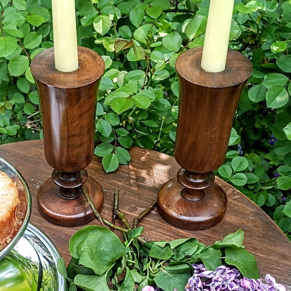 Vintage Accents Vintage Mid Century Hand Turned Solid Wood Taper